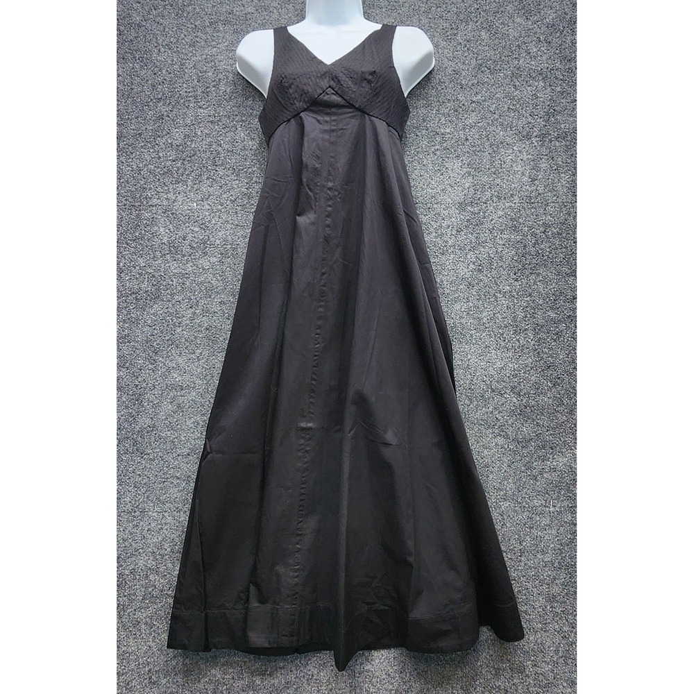 NWT La Ligne Silvia Women's Black Cotton Smocked Maxi Dress Sleeveless XS